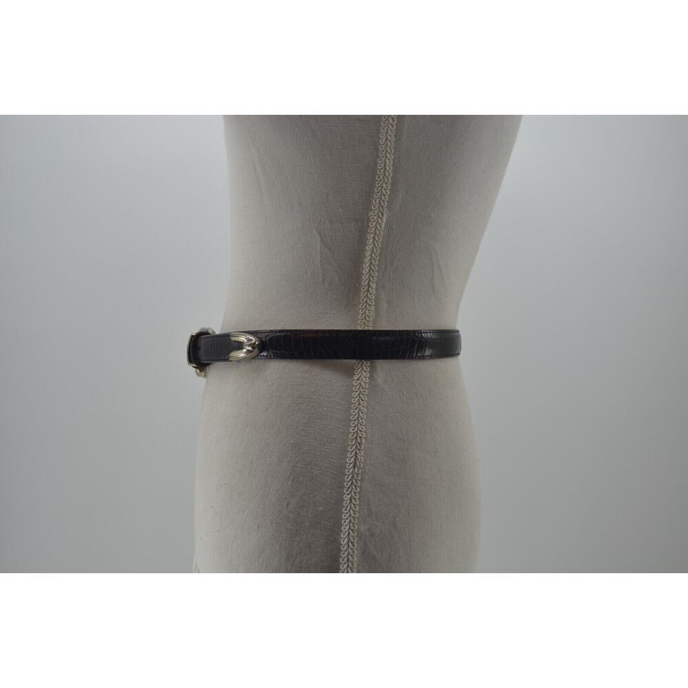 Brighton Croc Women Size 30 Belt Medium Embossed #40253 Black Leather Silver - Picture 7 of 10